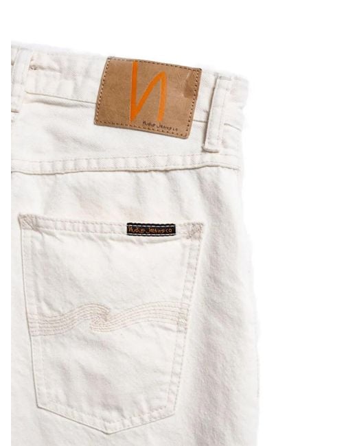 Nudie Jeans White Clean Eileen Logo-Patch Jeans