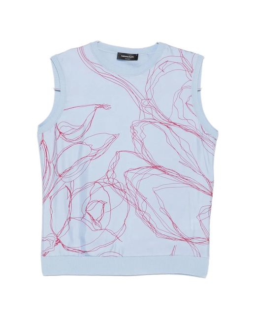 Fabiana Filippi Blue Graphic-Print Sleeveless Top