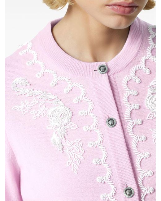 Versace Pink Cardigan mit Perlenverzierung