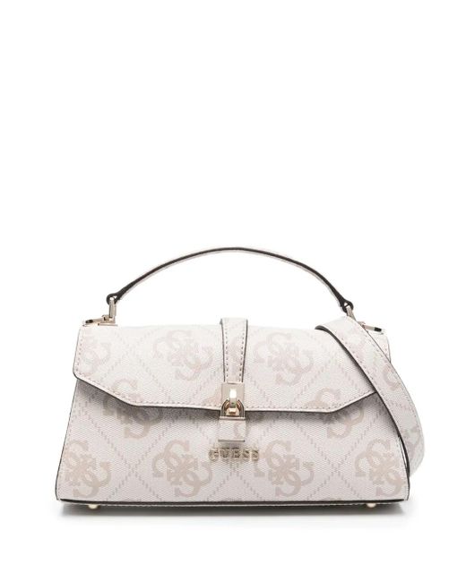 Guess White Small Logo-Plaque Tote Bag