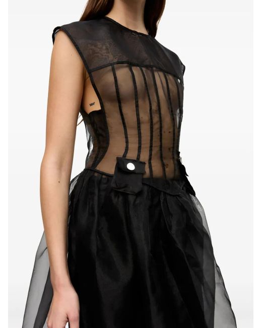 Robe À Effet De Transparence Ganni en coloris Black
