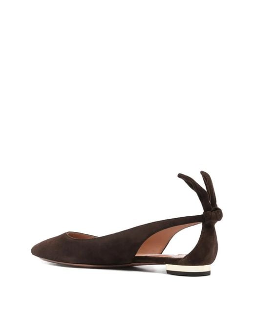Aquazzura Brown Bow Slingback Ballet Flats
