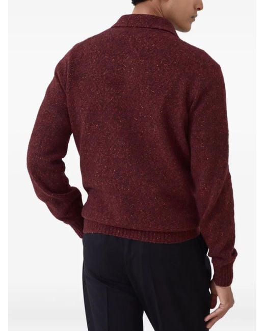 Brunello Cucinelli Meliertes Poloshirt in Red für Herren