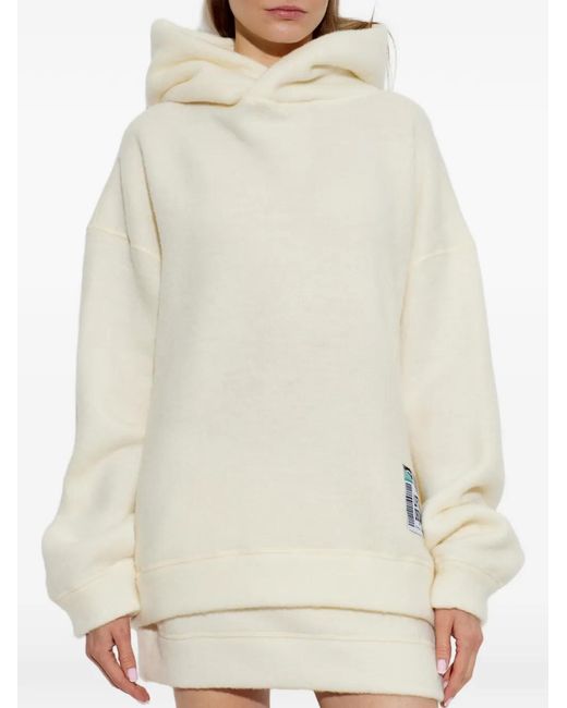 DSquared² White Logo-Patch Wool Hoodie