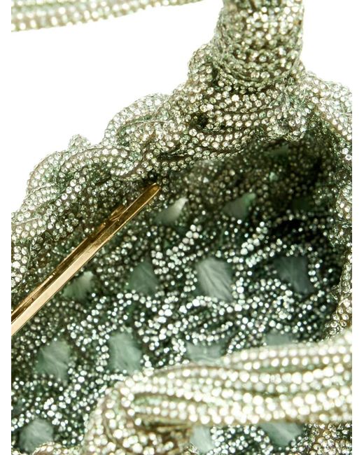 HIBOURAMA Green Vannifique Beaded Feathered Handbag