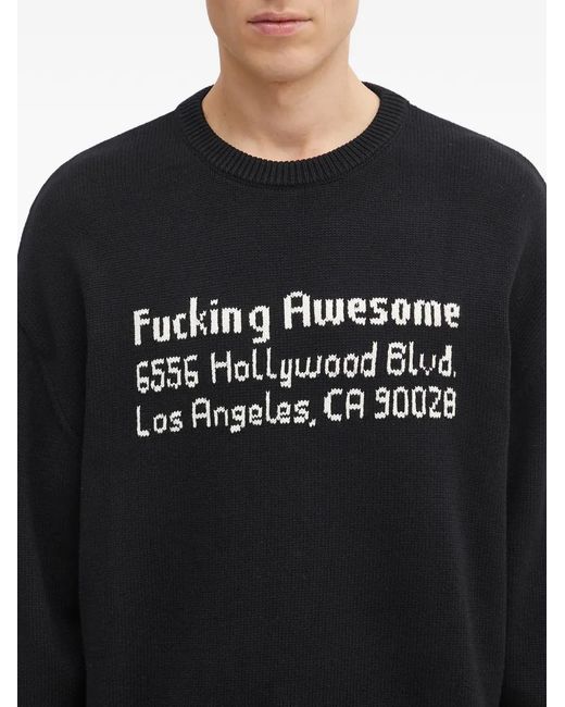 Fucking Awesome Black Crew-Neck Graphic Sweater for men