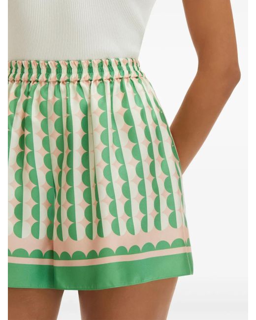 Oscar de la Renta Green Geometric Pattern Shorts