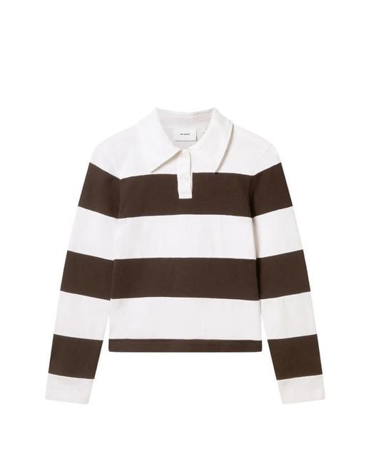 Axel Arigato White Karla Striped-Pattern Polo Top