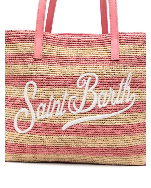 Mc2 Saint Barth Pink Raffia City Tote Bag