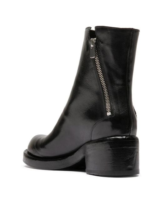Officine Creative Black Brett 010 Side-Zip Ankle Boots