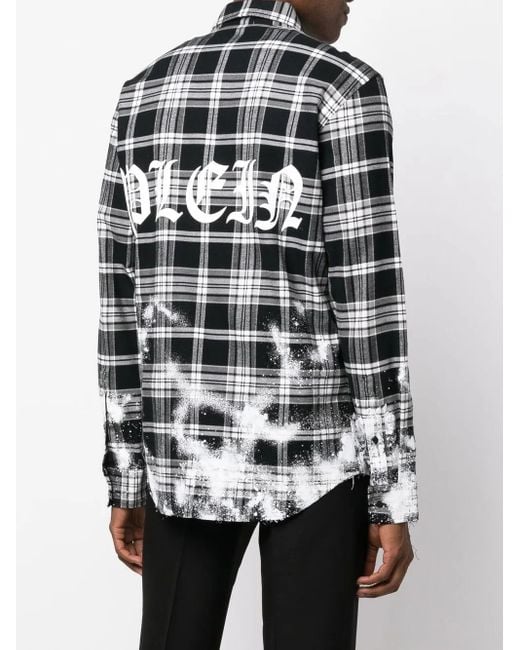 Philipp Plein Geruit Overhemd in het Black voor heren