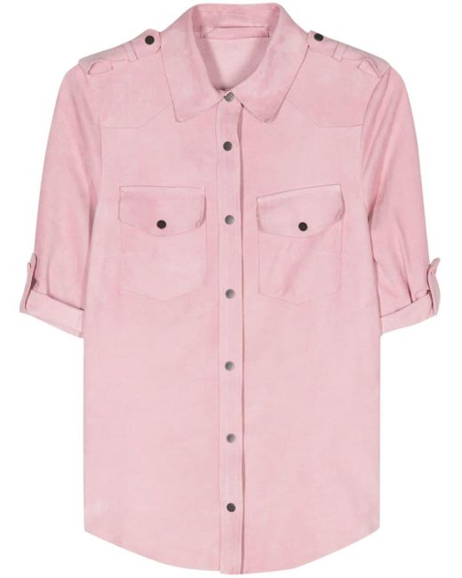 Salvatore Santoro Pink Suede Shirt Jacket