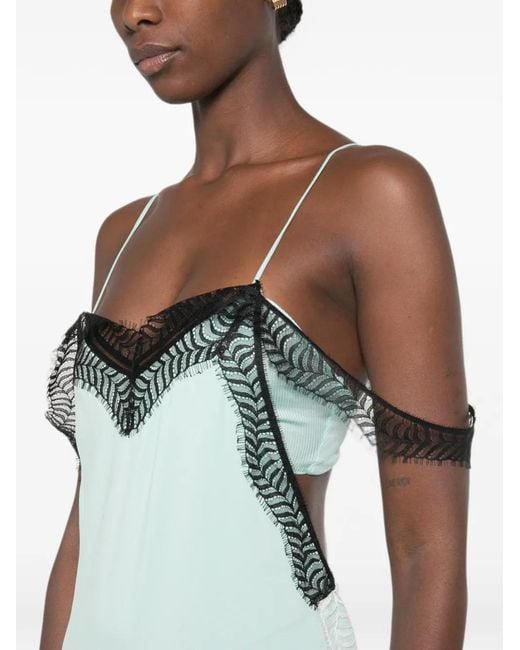Christopher Esber Blue Lace-Trim Midi Dress