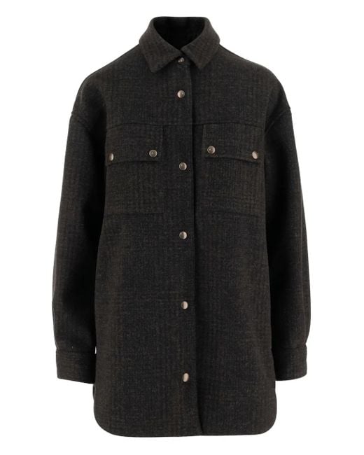F.it Black Button-Fastening Flap-Pocket Shirt