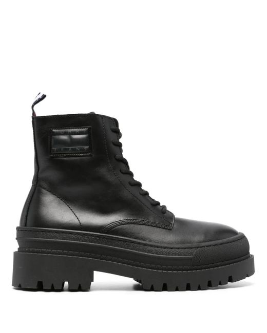 Tommy Hilfiger Black Foxing Lace-Up Leather Boots for men