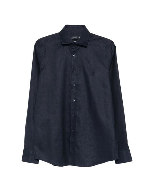 Karl Lagerfeld Blue Logo-Embroidered Shirt for men