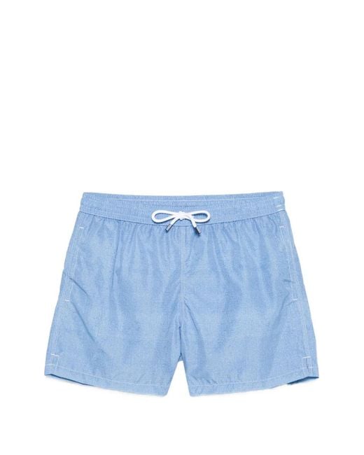 Fedeli Blue Drawstring Beach Shorts for men
