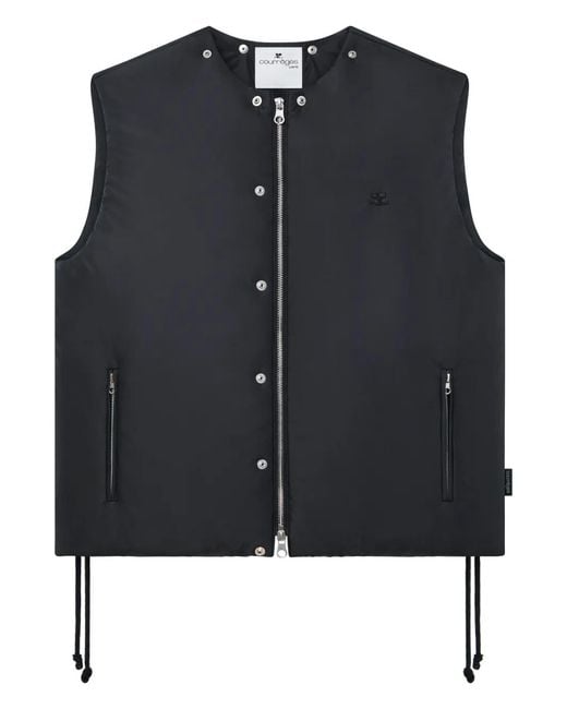 Courreges Black Logo-Patch Padded Gilet for men