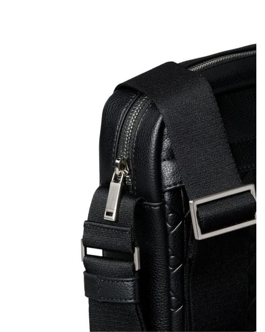 Calvin Klein Black Monogram-Embossed Shoulder Bag for men