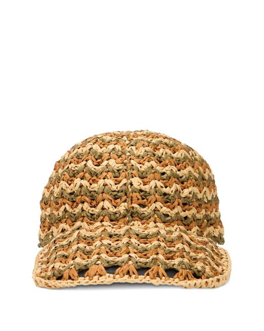 Alberta Ferretti Metallic Woven Zig-Zag Baseball Cap