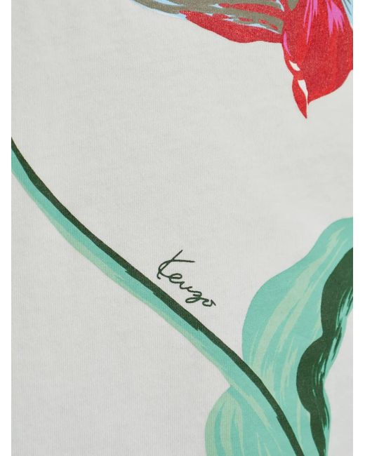 KENZO White T-Shirt Tulip En Coton