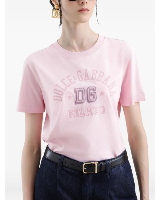 Dolce & Gabbana Pink Logo-Print T-Shirt