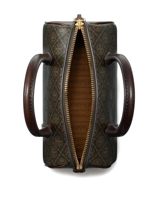 Tory Burch Black Mini T Monogram Barrel Tote Bag