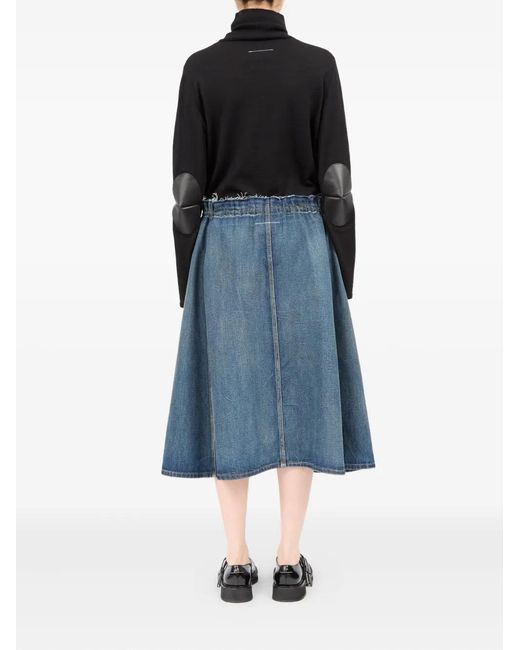 MM6 by Maison Margiela Blue Stonewashed Cotton Denim Midi Skirt