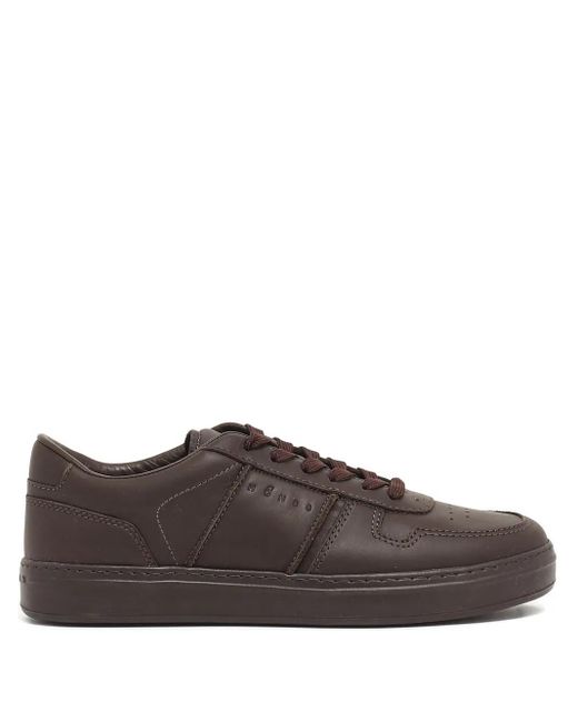Hogan Brown Leather Lace-Up Sneakers for men