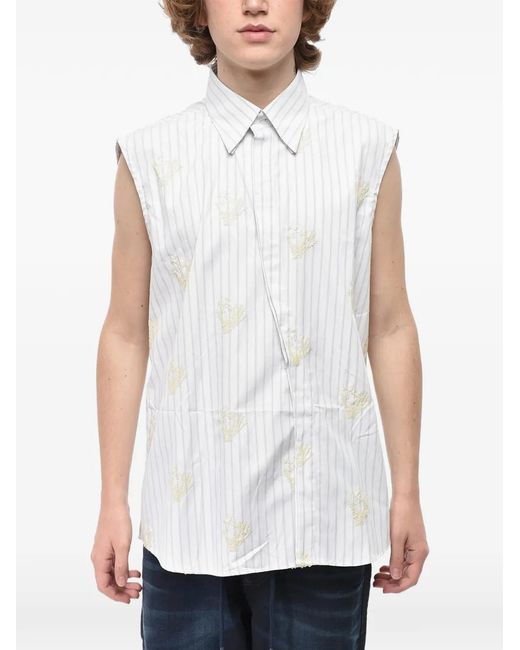 Off-White c/o Virgil Abloh White Sequin-Embroidered Striped Sleeveless Shirt for men