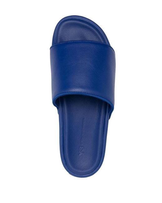 Y-3 Blue Flatform-Pantoletten Mit Logo-Patch