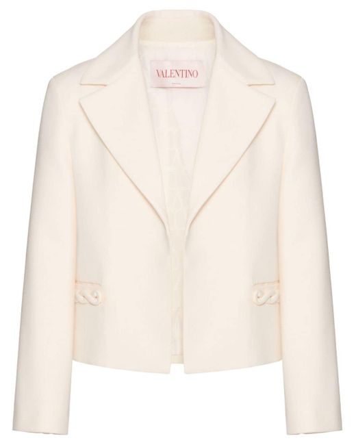 Manteau en laine vierge à simple boutonnage Valentino Garavani en coloris Natural