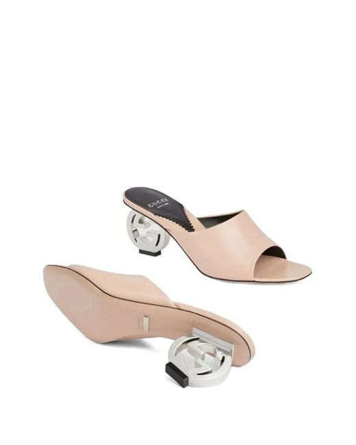 Gucci Natural Heeled Mules