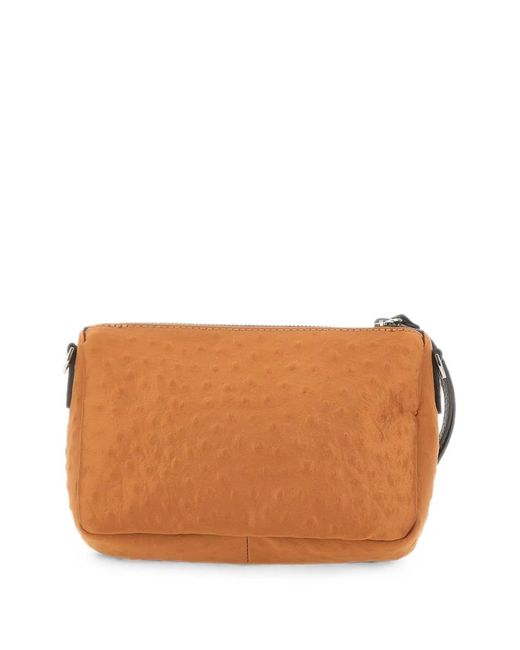 Gianni Chiarini Brown Nora Ostrich-Effect Clutch Bag