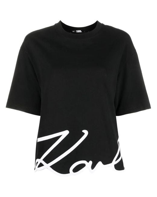 Karl Lagerfeld Black Signature Hem T-Shirt