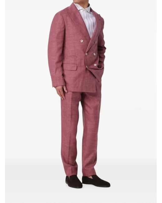 Brunello Cucinelli Pink Double-Breasted Suit for men