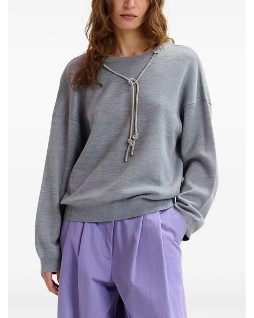 Essentiel Antwerp Gray Chain-Detail Sweater
