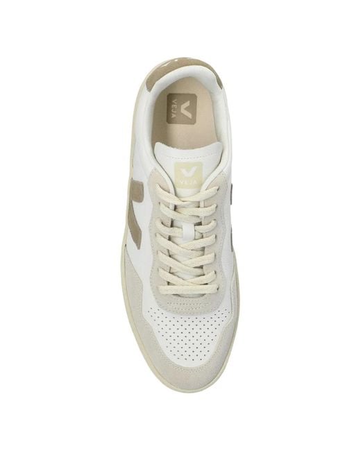 Veja White V-90 Lace-Up Sneakers