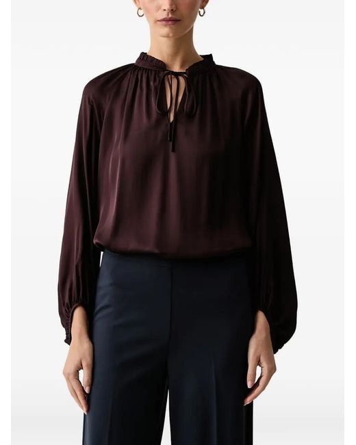Marc O' Polo Black Ruffled-Collar Tie-Fastening Blouse