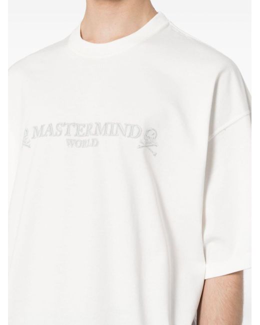 MASTERMIND WORLD White Logo-embroidered Cotton T-shirt for men