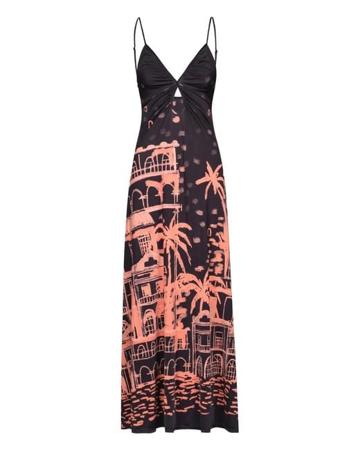 Johanna Ortiz Nuestra Tierra Maxi-Jurk Met Print En Uitgesneden Details in het Red