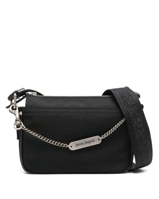 Palm Angels Black Logo-Chain Messenger Bag for men
