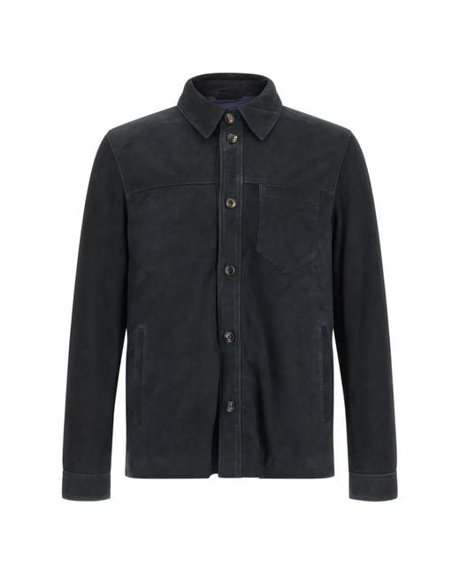 Pal Zileri Blue Suede Shirt Jacket for men