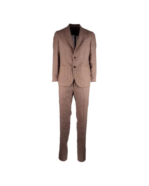 Colamarino Natural Striped Buttoned Suit for men