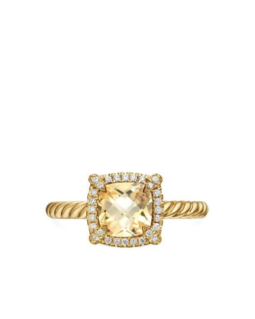 David Yurman Petite Chatelaine シトリン&ダイヤモンド リング 7mm 18kイエローゴールド Metallic