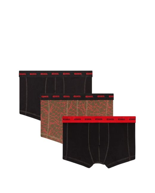 DIESEL Black Logo-Waistband Boxer Briefs (Pack Of Three) for men