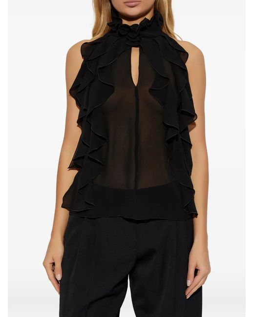 McQueen Black Ruffled Top