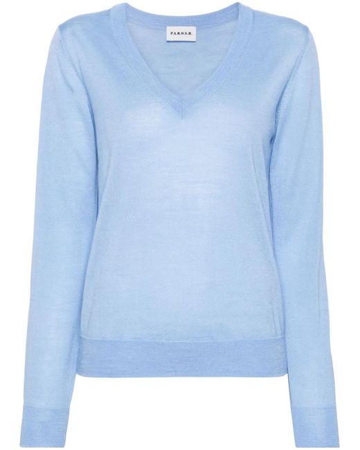 P.A.R.O.S.H. Blue Linfa Fine-Knit Jumper