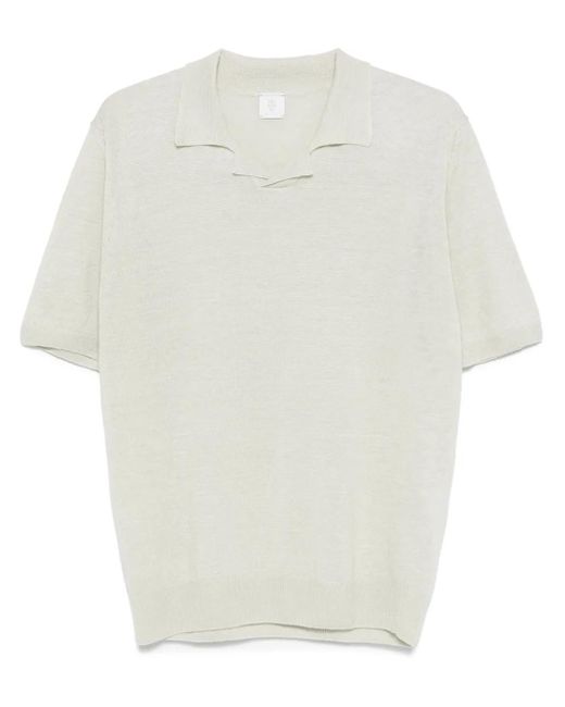 Eleventy White Knitted Polo Shirt for men