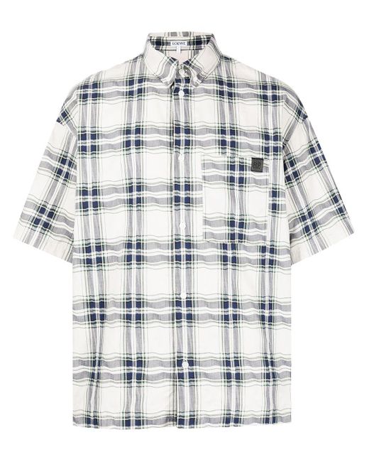Loewe White Check Print Shirt for men
